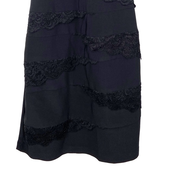 Betsy & Adam Halter Lace Tiered V-Neck Black Dress - Picture 4 of 7